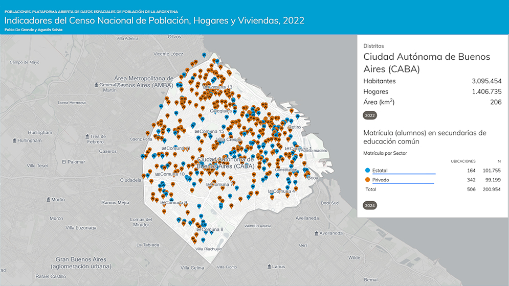Argentina | “Poblaciones”: una plataforma que permite construir mapas virtuales a partir de datos públicos de Argentina